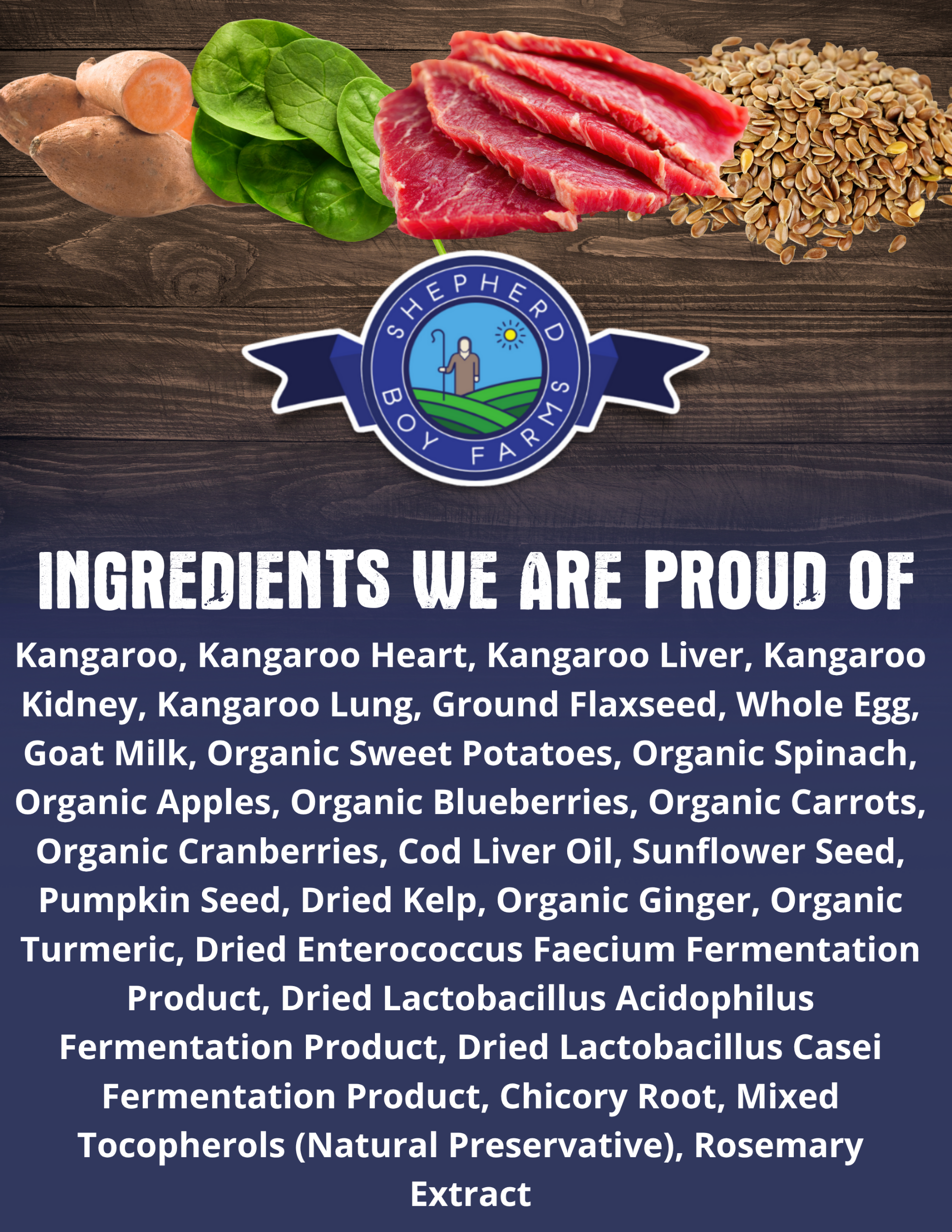 Shepherd Boy Farms Kangaroo recipe Ingredient list